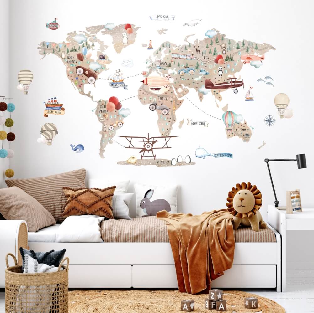 Brown World map for little adventurers