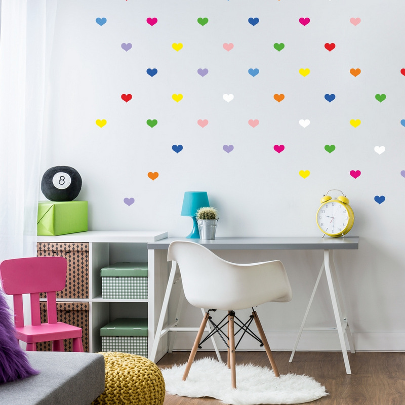 Colourful heart decals