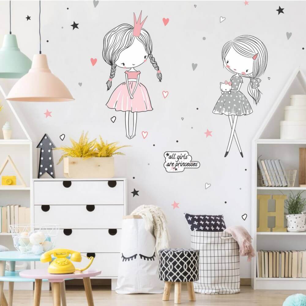 Fairies - stickers in grey-pink colour