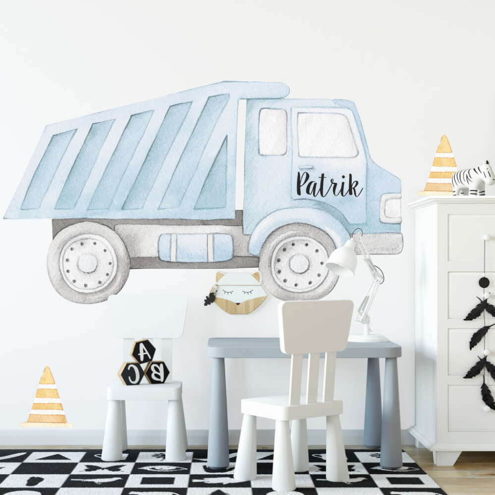 Lorry with a name - aquarelle textile wall sticker