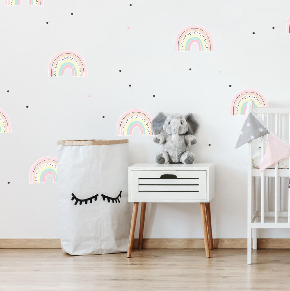 Pastel rainbows with dots - wall stickers for girls