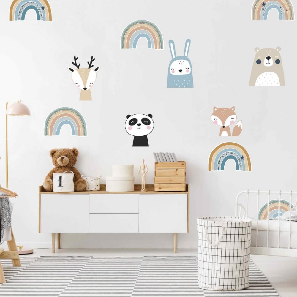 Rainbows in pastel colours, wall stickers NEUTRAL
