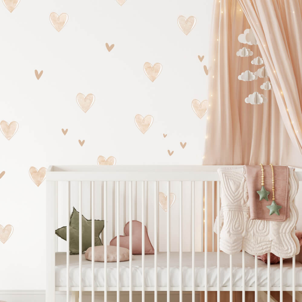 Textile INSPIO stickers - Beige hearts for the kids' room