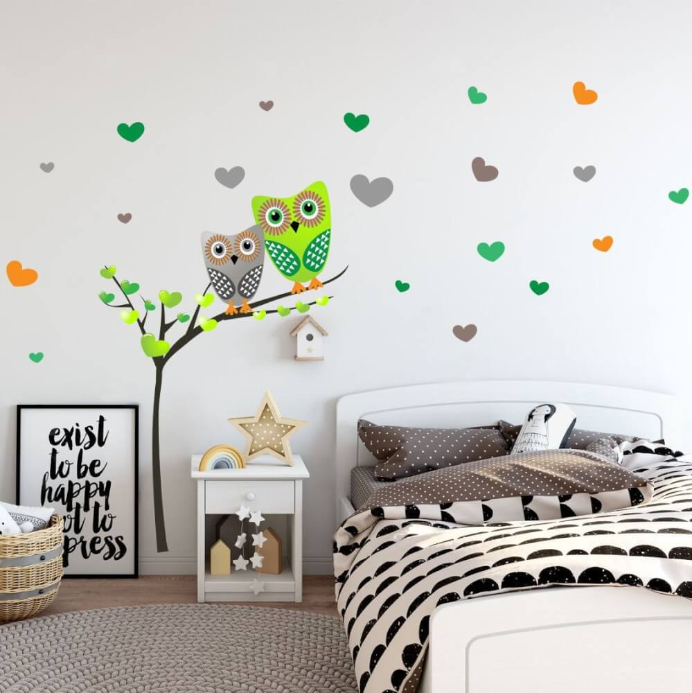Tree branch with owls, wall decal