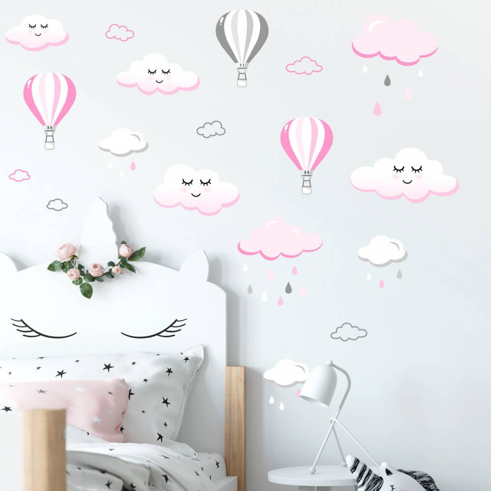 Wall decal - Sleepy clouds in pink