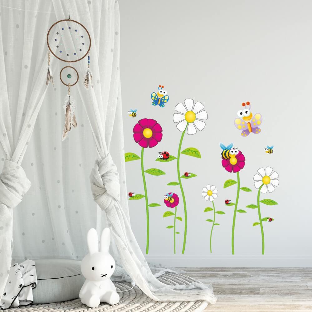 Wall sticker - Bees, Butterflies, Ladybug and Flowers