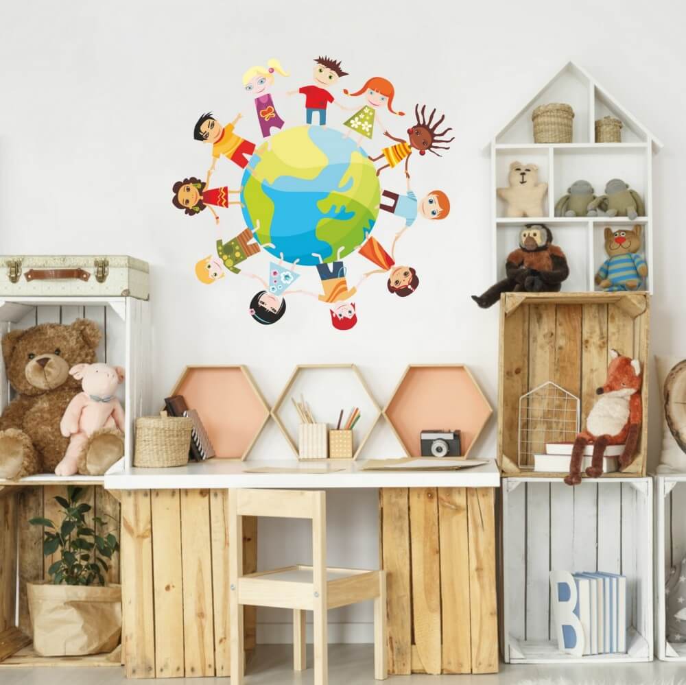 Wall sticker - Earth and children
