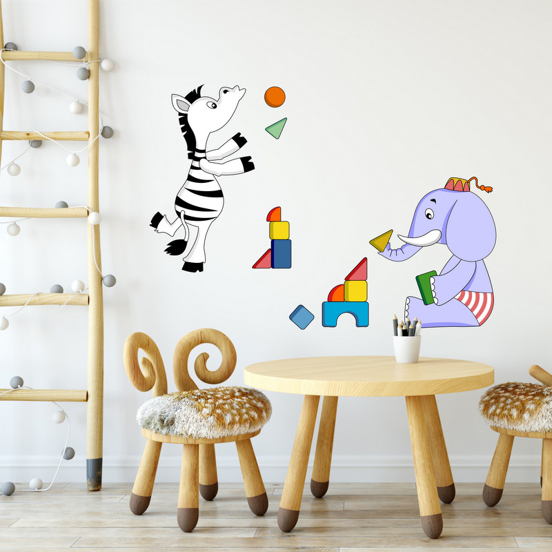 Wall sticker - Elephant and a zebra