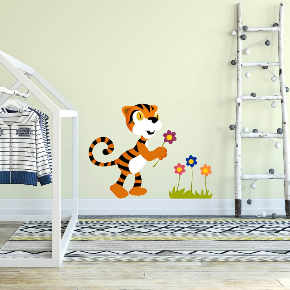 Wall sticker - Flowers and a tiger