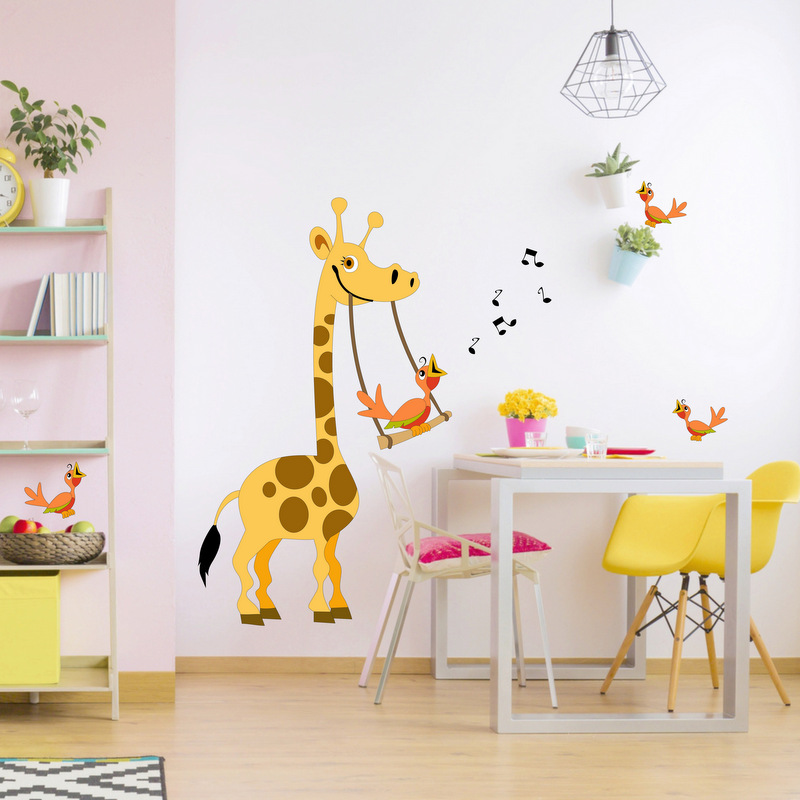 Wall sticker Giraffe with a swing