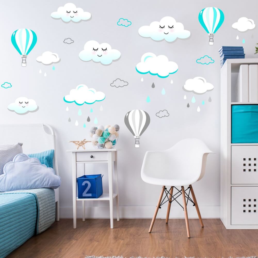 Wall sticker - Sleepy clouds in turquoise