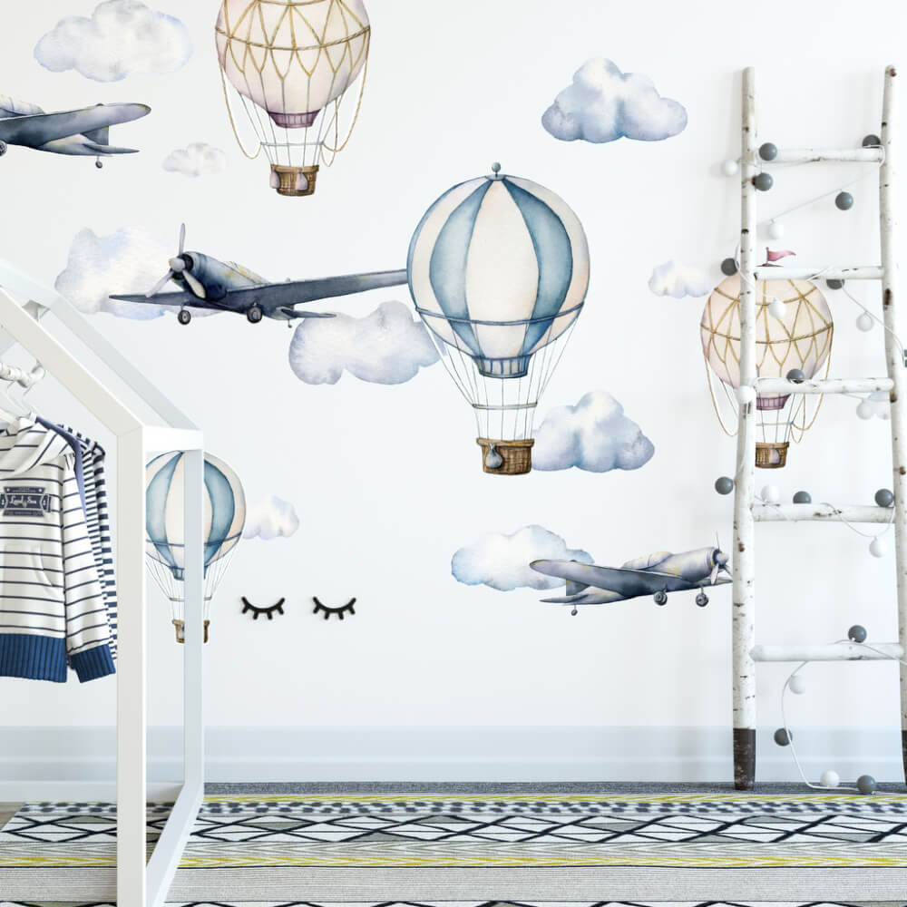 Wall stickers - Airplanes and ballons in aquarelle