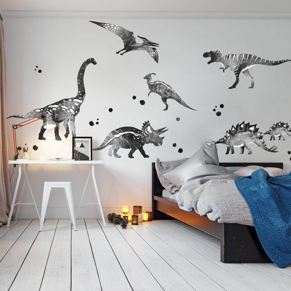 Wall stickers - Black-and-white dinosaurs