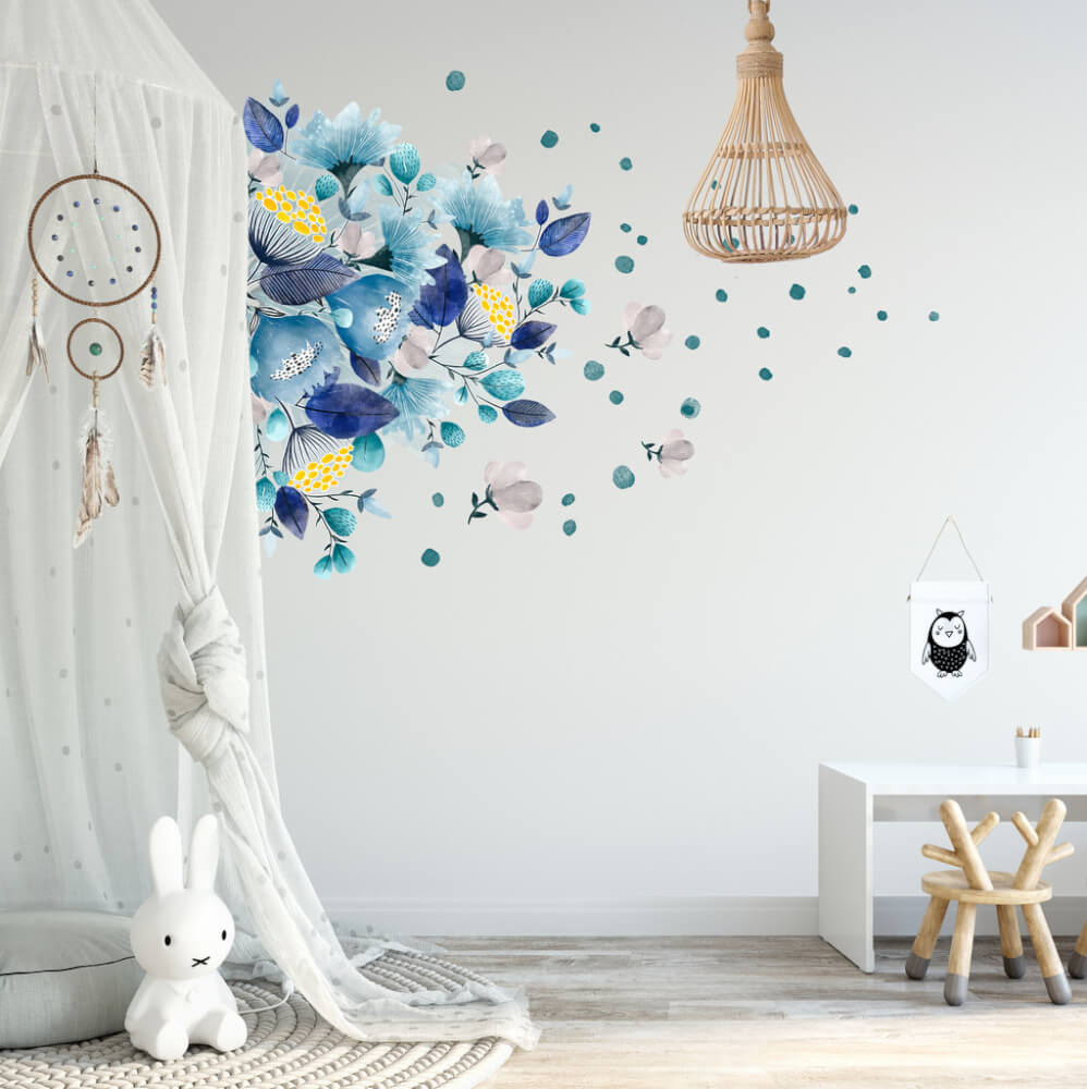 Wall stickers - Blue flowers with spheres