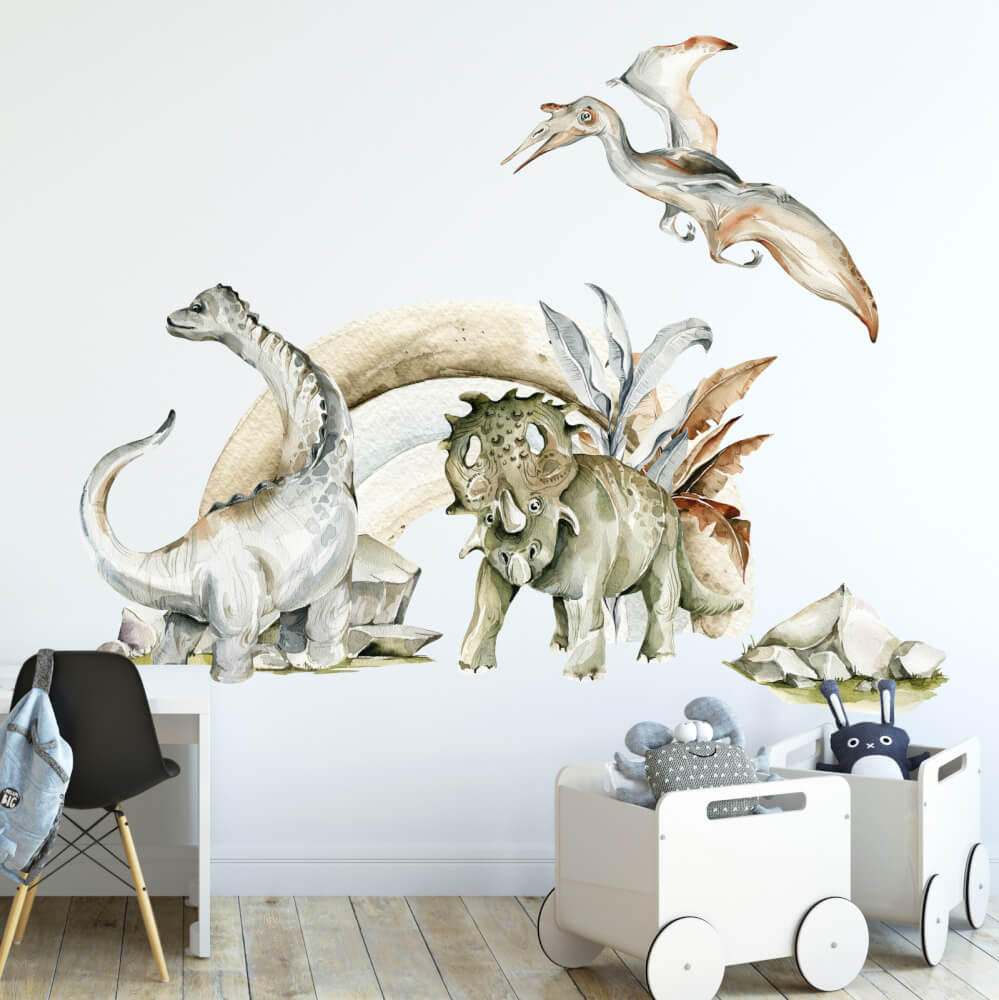 Wall stickers - Dinosaurs with a rainbow
