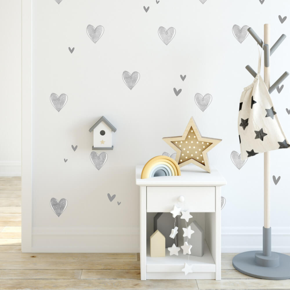 Wall stickers - Hearts in grey design