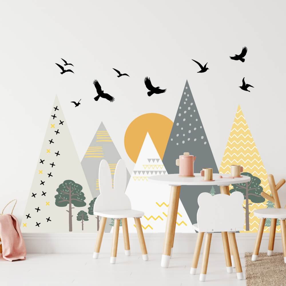 Wall Stickers - Hills with Setting Sun