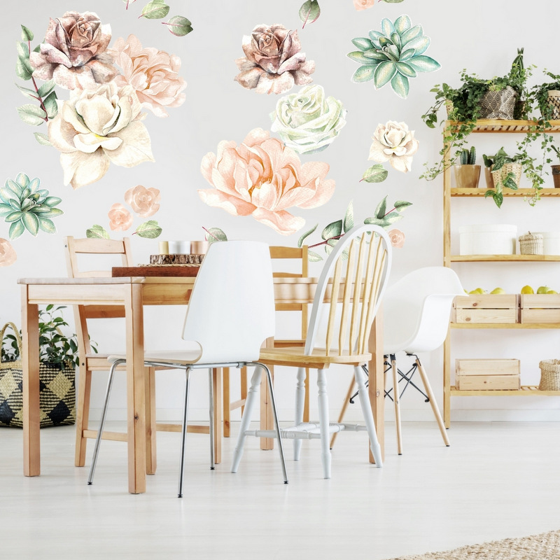 Wall stickers Roses, peonies and succulents