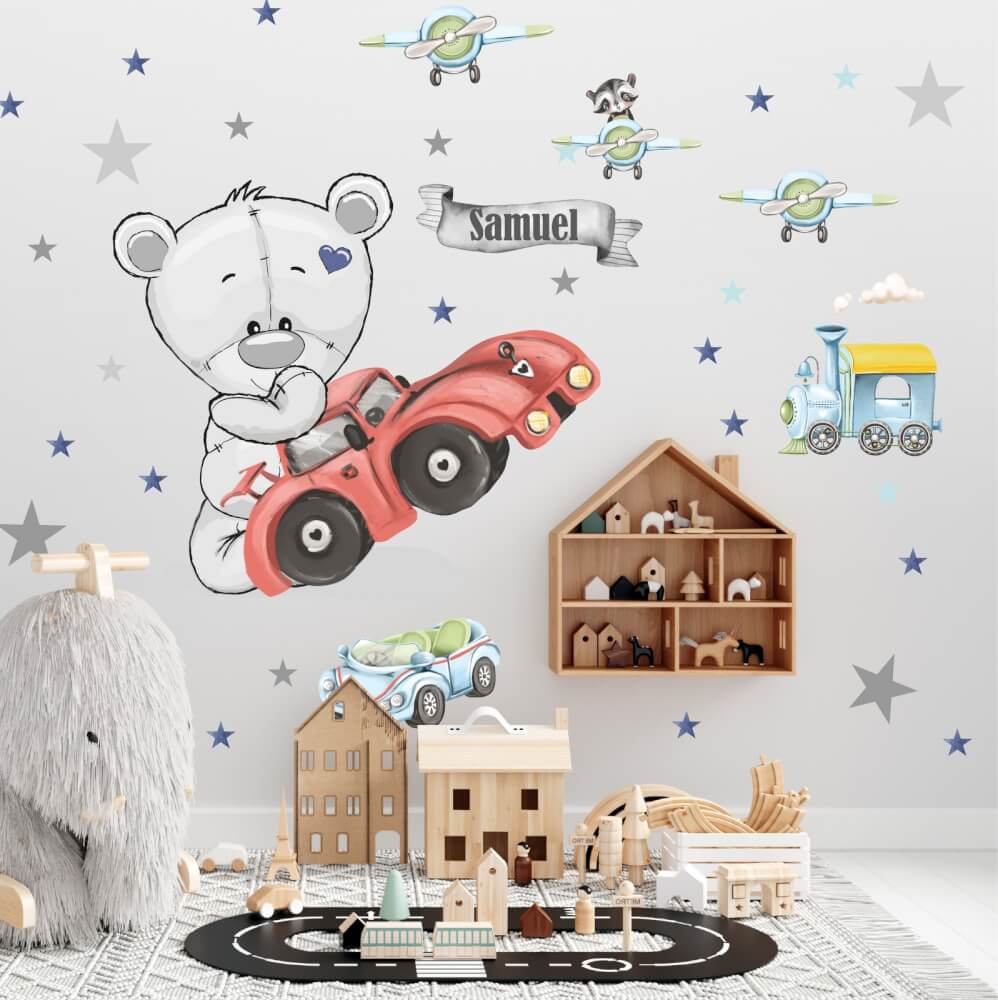Wall stickers - Teddy bears, cars, stars and airplanes